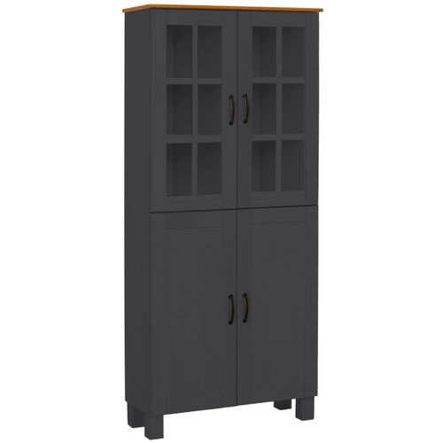Alby-armoire De Salle De Bain Avec 4 Portes En Pin Anthracite