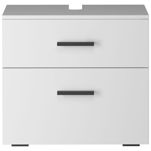 Malika-meuble Sous Évier Avec 1 Porte Battante 1 Tiroir En Blanc Anthracite