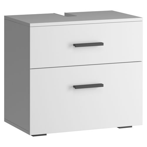 Malika-meuble Sous Évier Avec 1 Porte Battante 1 Tiroir En Blanc Anthracite