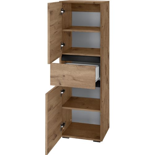 Wisla -armoire De Salle De Bain Avec 4 Portes Et 1 Tiroir Aspect Chêne