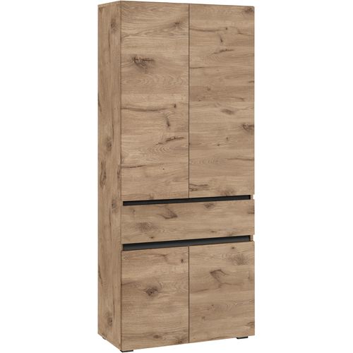 Wisla -armoire De Salle De Bain Avec 4 Portes Et 1 Tiroir Aspect Chêne