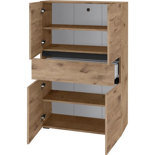 Wisla -armoire De Salle De Bain Avec 4 Portes 1 Tiroir En Anthracite Blanc