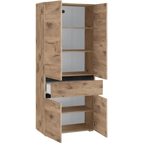 Wisla -armoire De Salle De Bain Avec 4 Portes 1 Tiroir Aspect Chêne Anthracite