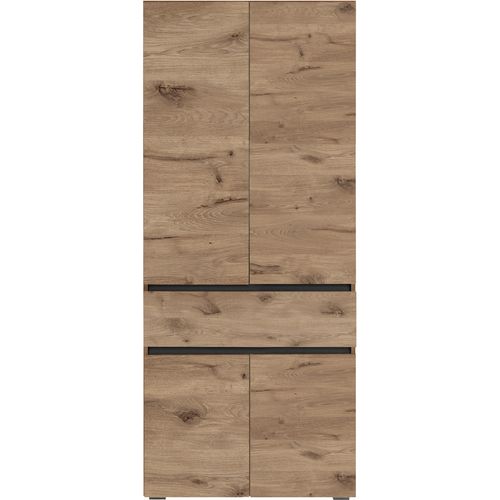 Wisla -armoire De Salle De Bain Avec 4 Portes 1 Tiroir Aspect Chêne Anthracite