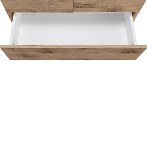 Wisla -armoire De Salle De Bain Avec 4 Portes 1 Tiroir Aspect Chêne Anthracite