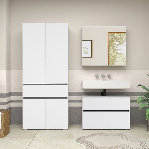 Wisla -colonne Avec 2+2 Door Et 1 Tiroir In White