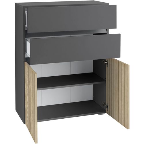 Wisla -armoire De Salle De Bain Avec 4 Portes Aspect Bois Anthracite