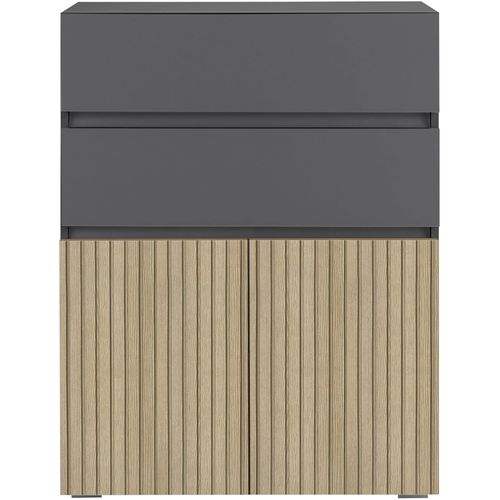 Wisla -armoire De Salle De Bain Avec 4 Portes Aspect Bois Anthracite