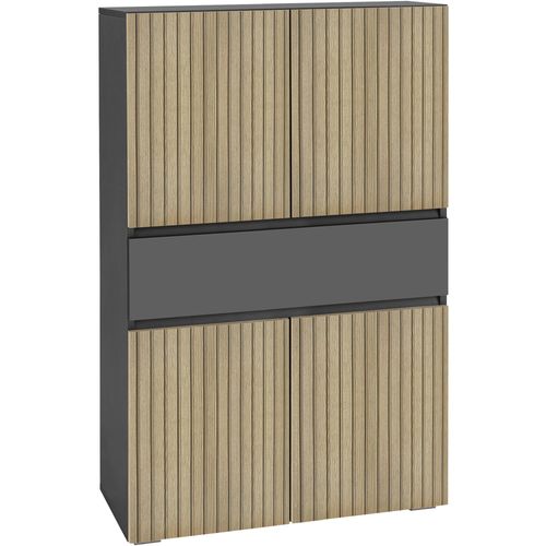 Wisla -armoire De Salle De Bain Avec 4 Portes Aspect Bois Anthracite