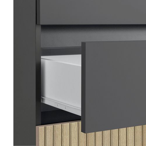 Wisla -armoire De Salle De Bain Avec 4 Portes Aspect Bois Anthracite
