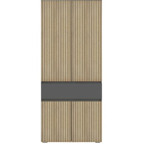 Wisla -armoire De Salle De Bain Avec 4 Portes 1 Tiroir Aspect Chêne Anthracite