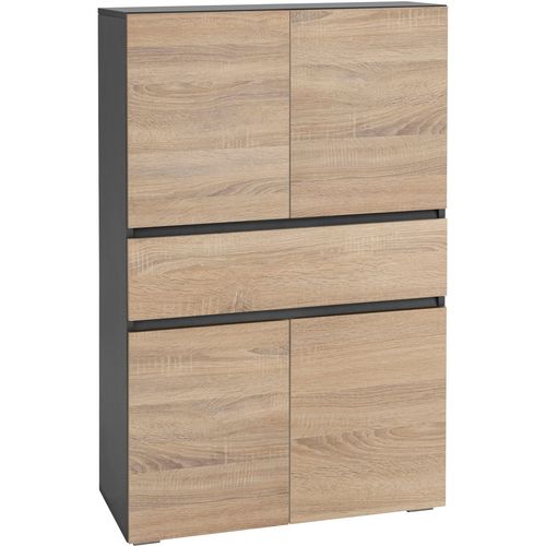 Wisla -armoire De Salle De Bain Avec 4 Portes 1 Tiroir Aspect Chêne Anthracite