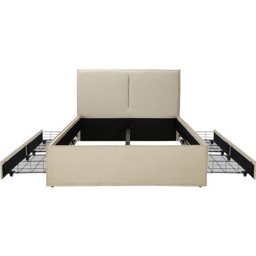 Avignon-lit 140x200 Cm Avec 4 Tiroirs En Lin Beige