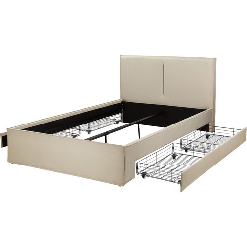 Avignon-lit 140x200 Cm Avec 4 Tiroirs En Lin Beige