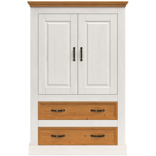 Selma-armoire 2 Portes Et 2 Tiroirs En Pin Blanc