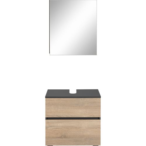 Wisla -ensemble De Salle De Bain Avec 2 Armoires Aspect Chêne Anthracite