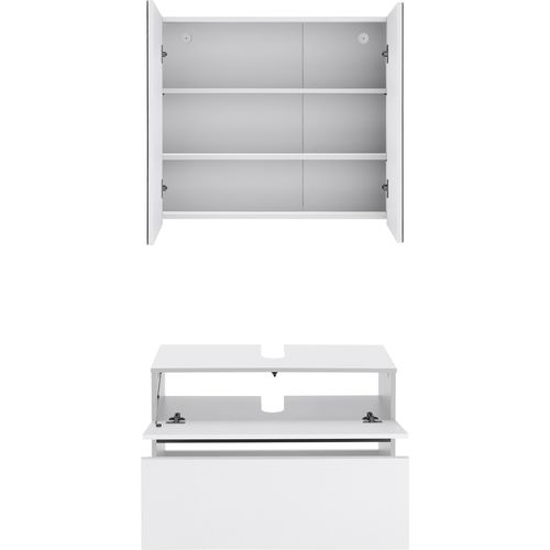 Wisla -ensemble De Salle De Bain Avec 2 Armoires Aspect Bois Blanc