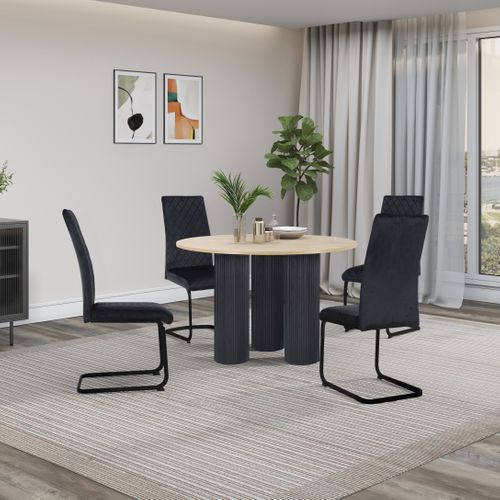 Mandan-table De Salle à Manger 110 Cm 4 Places Aspect Chêne