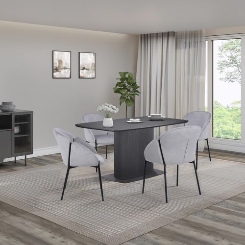 Daleton-table De Salle à Manger 160x90 Cm 6 Places Aspect Bois Noir