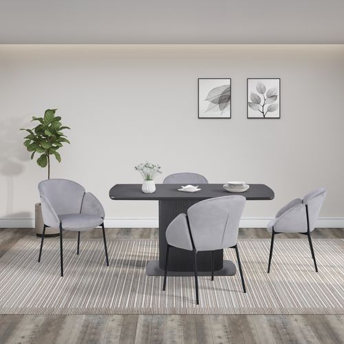 Daleton-table De Salle à Manger 160x90 Cm 6 Places Aspect Bois Noir