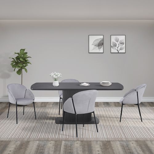 Daleton-table De Salle à Manger 200x100 Cm 10 Couverts Aspect Bois Noir