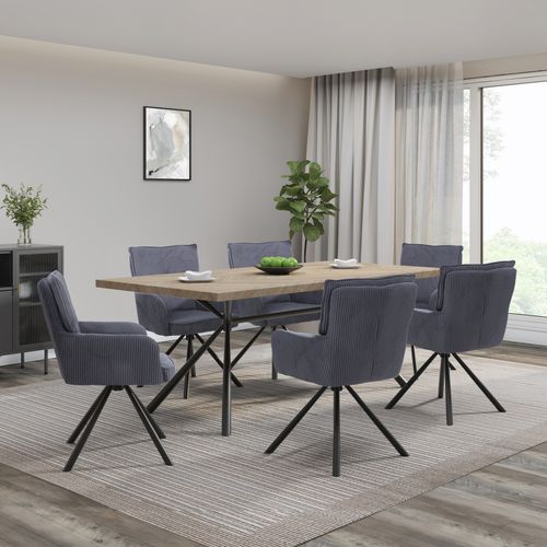 Larchant-table De Salle à Manger 200x100 Cm 10 Couverts, Aspect Chêne, Motif Arêtes De Poisson