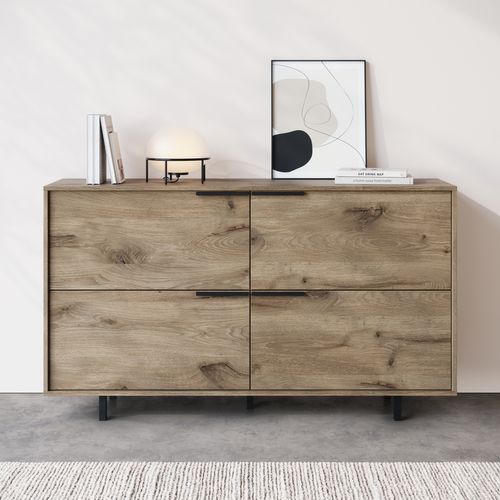 Alberto-buffet Avec 4 Volets En Aspect Chêne