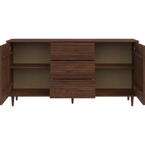 Jerzy-buffet 160 Cm Avec 2 Portes3 Tiroirs En Pin Laqué Marron