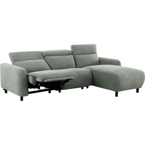 Canapé 3 Places 1 Fauteuil Inclinable Droite Électrique Vert Corduroy