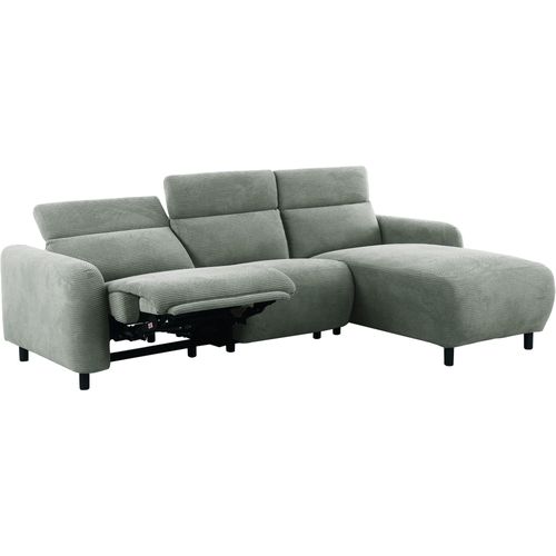 Canapé 3 Places 1 Fauteuil Inclinable Droite Électrique Vert Corduroy