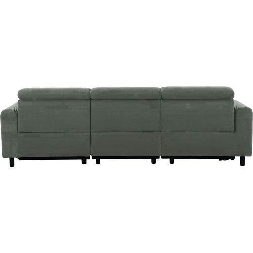 Canapé 3 Places 1 Fauteuil Inclinable Droite Électrique Vert Corduroy