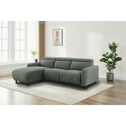 Skaane-skaane 3pl 1 Méridienne L Manuelle Gris Velours Côtelé