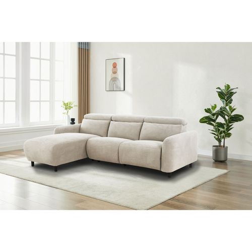 Skaane-skaane 3pl 1 Méridienne L Manuelle Crème Velours Côtelé