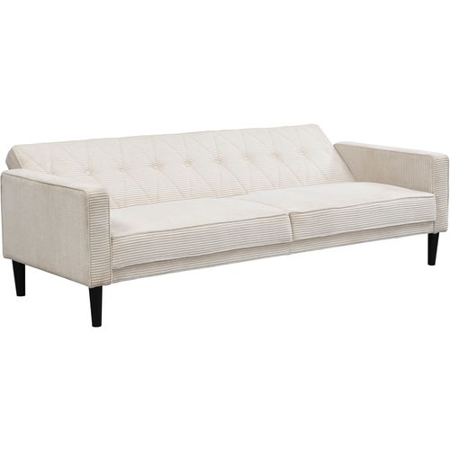 Canapé-lit Avon 3s En Velours Côtelé Crème