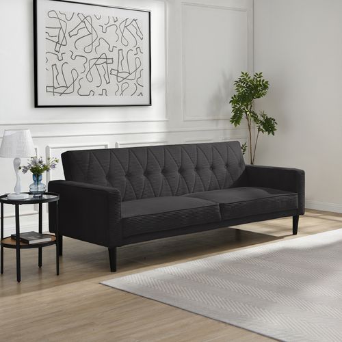 Canapé-lit Avon 3s Velours Côtelé Anthracite