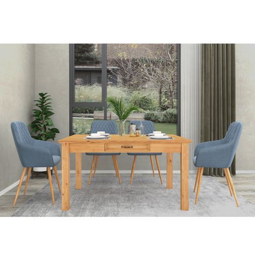 Table De Salle à Manger 140 Cm Avec 1 Tiroir En Pin