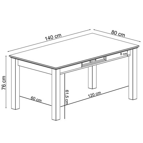 Table De Salle à Manger 140 Cm Avec 1 Tiroir En Pin