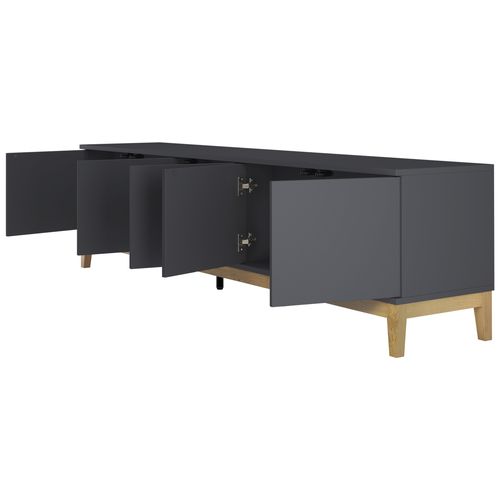 Pelle-meuble TV 5 Portes Gris / Chêne Wotan