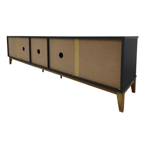 Pelle-meuble TV 5 Portes Gris / Chêne Wotan