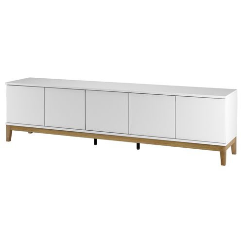 Pelle-meuble TV 5 Portes Blanc / Chêne Wotan
