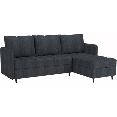 Lindhus - Canapé 3 Places Avec Rangementchaise Réversible En Tissu Anthracite