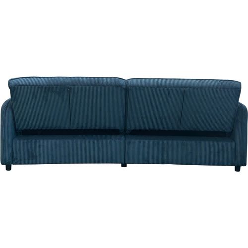Alicia-canapé-lit 3 Places En Velours Côtelé Bleu
