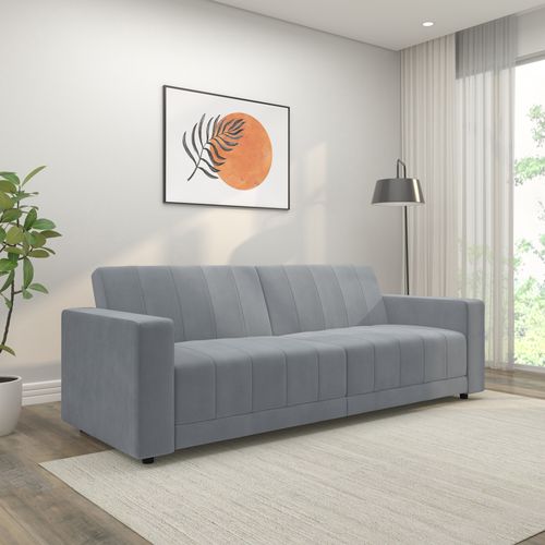 Allie-canapé-lit 3 Places En Velours Gris Clair