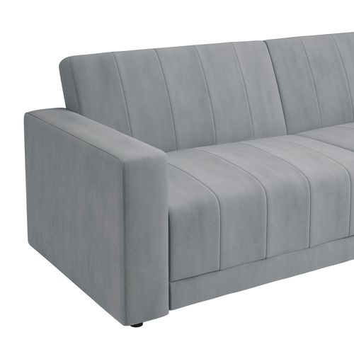 Allie-canapé-lit 3 Places En Velours Gris Clair