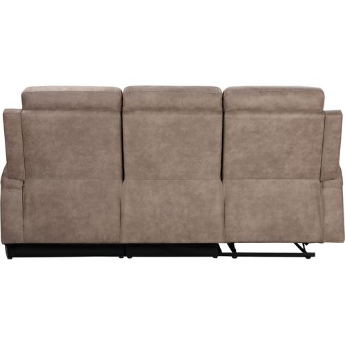 Dallas-canapé 3 Places Avec 2 Fauteuils Relax Manuels En Microfibre Taupe