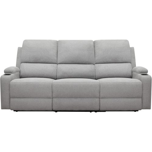 Dallas-canapé 3 Places Avec 2 Fauteuils Relax Manuels En Tissu Gris Clair