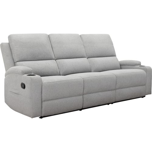 Dallas-canapé 3 Places Avec 2 Fauteuils Relax Manuels En Tissu Gris Clair