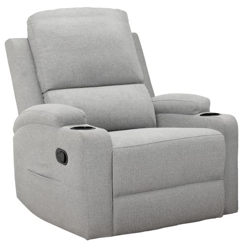 Dallas-fauteuil Inclinable à Commande Manuelle, Revêtu De Tissu Gris Clair