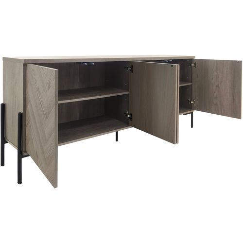 Charlene-buffet à 4 Portes Aspect Chêne à Motif Arête De Poisson