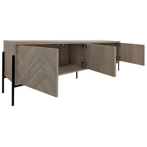 Charlene-meuble Bas à 4 Portes Aspect Chêne à Motif Arête De Poisson